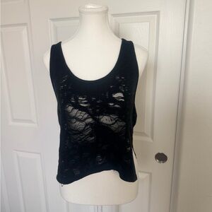Alo Yoga Step Black Distressed Tank - M